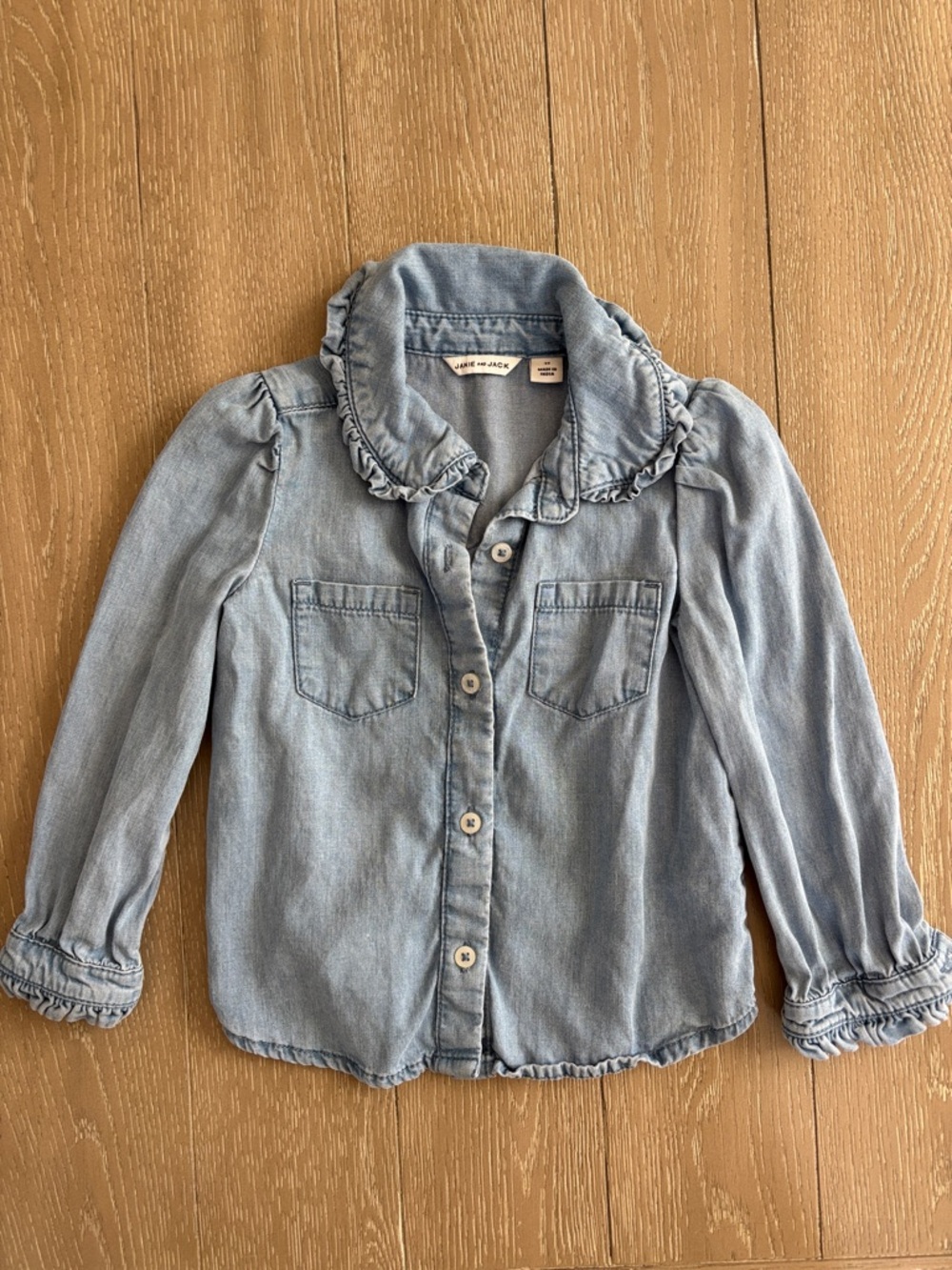 Janie and Jack Light Wash Ruffle Collar Denim Button-Down